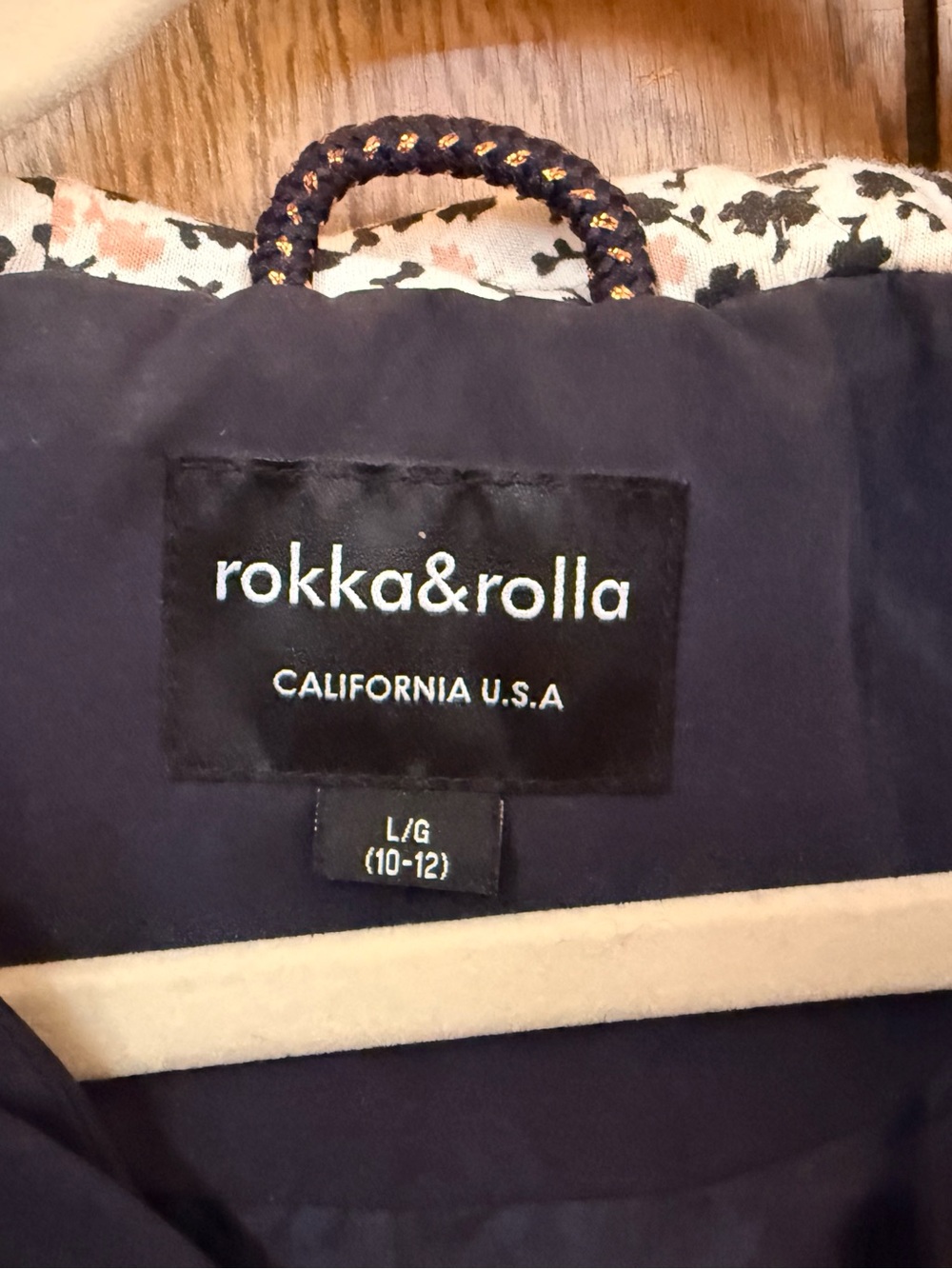 Rokka & Rolla Girls Size 10-12 Navy Hooded Rain Jacket Rainbow Stars Floral - Picture 5 of 11